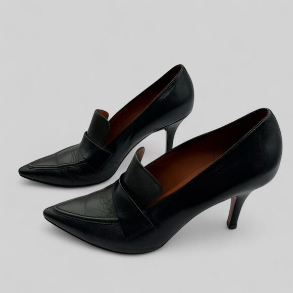 Celine Paris Womens 38.5 US 8 Leather Slip On Heels Green Blue Pointed Toe Italy - Picture 14 of 14